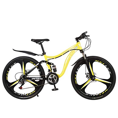Mountain Bike : Oksea Outroad Mountain Bike For Men Women 26 Inch Dual Shock-Absorbing 21 Speed Mountain Bicycle Cool Bike (Yellow)
