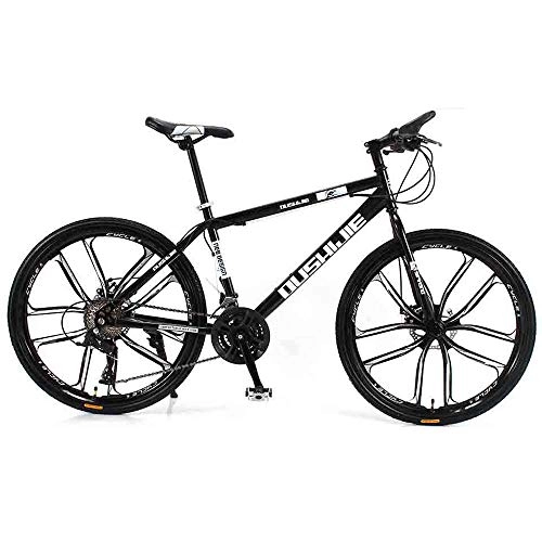 Mountain Bike : One-Wheel Mountain Bike, 26-Inch Male And Female Shock-Absorbing Variable-Speed Student Bikes, 21 / 24 / 27 / 30-Speed Couple Mountain Bicycle, MTB, Black, 24 speed