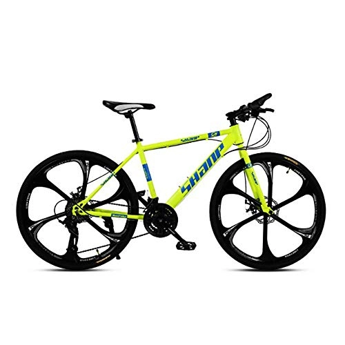 Mountain Bike : Outdecker Bicycle, High-Speed Mountain Bike 21 Inches, 24-Speed Dual Disc Brake Bicycle, for Off-Road, Mountain, Adult Riding, Yellow