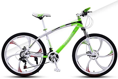 Mountain Bike : Outdoor Cross-Country Shock Absorber Boy / Girl 24'' Mountain Bike, High Carbon Steel 21 Variable Speed Bicycles, Mountain Bike Adult Men And Women Students (Color : Green C)