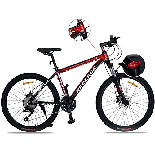Mountain Bike : Outdoor Mountain Racing Bicycles 30 -Speed Aluminum Alloy Mountain Bike Disc Brake, Suspension Fork Black + Red