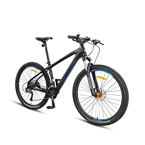 Mountain Bike : paritariny Complete Cruiser Bikes, Store Carbon Fiber Mountain Bike Men's Off-road Variable Speed Double Shock Absorber (Color : Black Blue, Size : 27)
