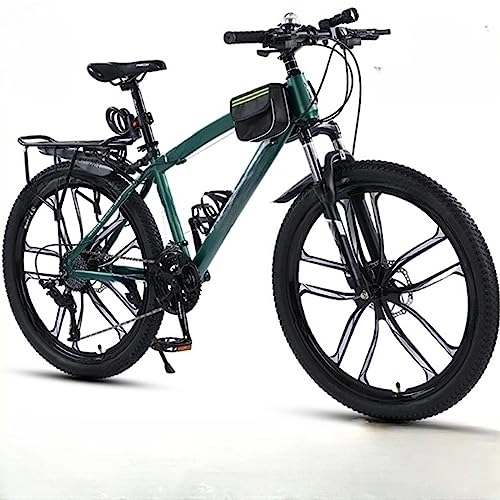 Mountain Bike : PASPRT Electric Bike for Adults, Dual Suspension Mountain Bikes, 26-inch Variable-speed Mountain Bike, Easy To Carry, Load-bearing 120kg (green 30 speeds)