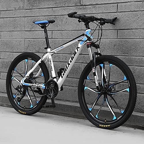 Mountain Bike : PBTRM High Carbon Steel Mountain Bike 26 Inches 21 / 24 / 27 / 30 Speed Suspension Fork Anti-Slip Bicycle, Derailleur System Mechanical Disc Brakes, for Men And Women, Multiple Colors, A, 27 speed