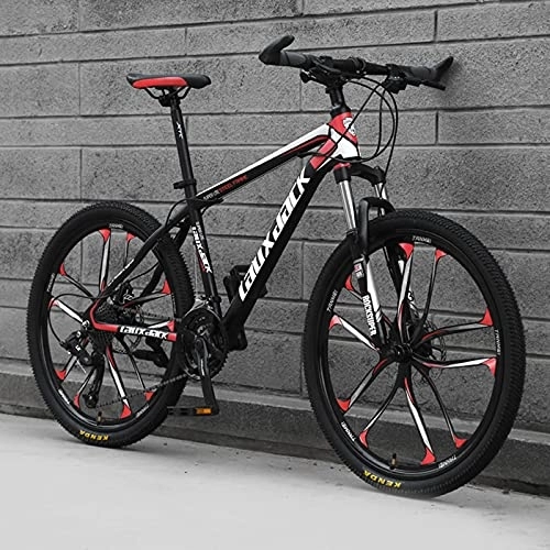 Mountain Bike : PBTRM High Carbon Steel Mountain Bike 26 Inches 21 / 24 / 27 / 30 Speed Suspension Fork Anti-Slip Bicycle, Derailleur System Mechanical Disc Brakes, for Men And Women, Multiple Colors, B, 24 speed