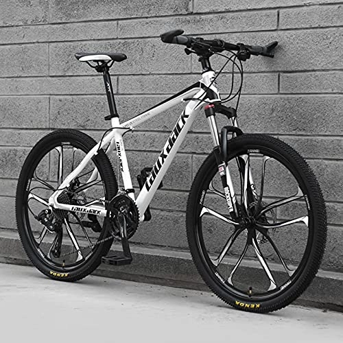 Mountain Bike : PBTRM High Carbon Steel Mountain Bike 26 Inches 21 / 24 / 27 / 30 Speed Suspension Fork Anti-Slip Bicycle, Derailleur System Mechanical Disc Brakes, for Men And Women, Multiple Colors, D, 27 speed