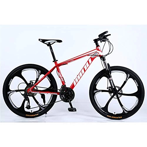 Mountain Bike : peipei Mountain bike 26 inch 27 speed one wheel cross country variable speed bicycle male student shock absorption bike-Six knives red_27