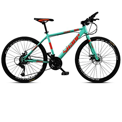 Mountain Bike : peipei Mountain bike variable speed shock absorber adult ultralight road student bicycle men and women 26 inch-Beech Green_27speed