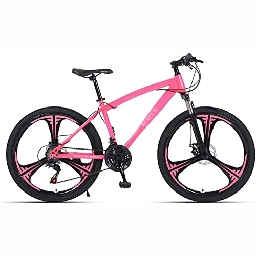 Mountain Bike : PhuNkz 26 inch Mountain Bike, 21 / 24 / 27 / 30 Speed Mtb Bicycle Frame Suspension Fork for Home Urban City Bicycle / Pink / 21 Speed