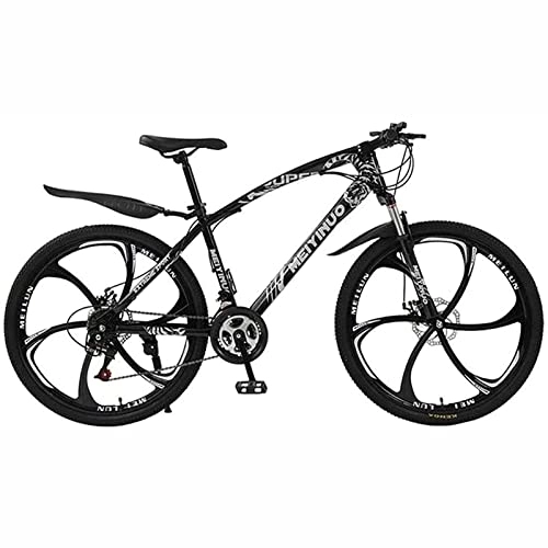 Mountain Bike : PhuNkz 26 inch Mountain Bike for Men Women, Lightweight Aluminum Alloy Full Frame, 21 / 24 / 27 Speed Gears with Double Suspension and Disc Brakes / Black / 21 Speed
