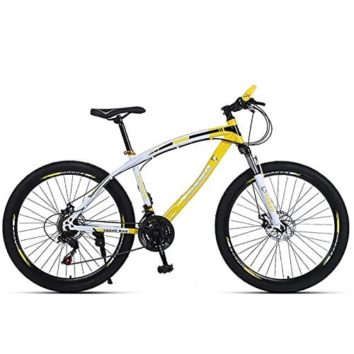 Mountain Bike : PhuNkz 26 inch Wheel Mountain Bike, 21-30 Speed Mens Mountain Bike, Dual Disc Brake Mtb Bike for Women / Yellow / 27 Speed