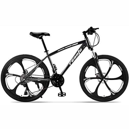 Mountain Bike : PhuNkz 26 Inches Adult Mountain Bike for Men and Women, High-Carbon Steel Frame Bikes 21-30 Speed Wheels Gearshift Front and Rear Disc Brakes Bicycle / Black / 24 Speed