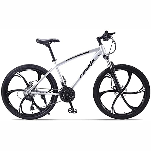 Mountain Bike : PhuNkz 26 Inches Adult Mountain Bike for Men and Women, High-Carbon Steel Frame Bikes 21-30 Speed Wheels Gearshift Front and Rear Disc Brakes Bicycle / Sier / 21 Speed