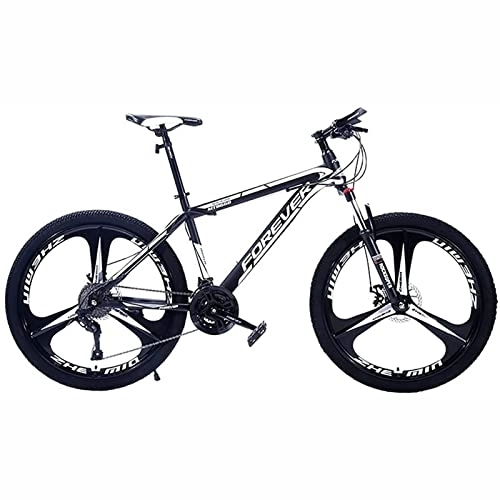Mountain Bike : PhuNkz Mountain Bikes for Adults High-Carbon Steel Frame Bikes, 21-30 Speed 26 Inches Wheels Gearshift, Front and Rear Disc Brakes Bicycle / Black / 27 Speed