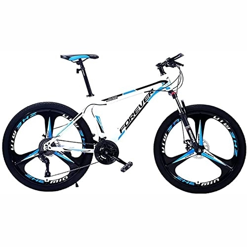 Mountain Bike : PhuNkz Mountain Bikes for Adults High-Carbon Steel Frame Bikes, 21-30 Speed 26 Inches Wheels Gearshift, Front and Rear Disc Brakes Bicycle / Blue / 24 Speed