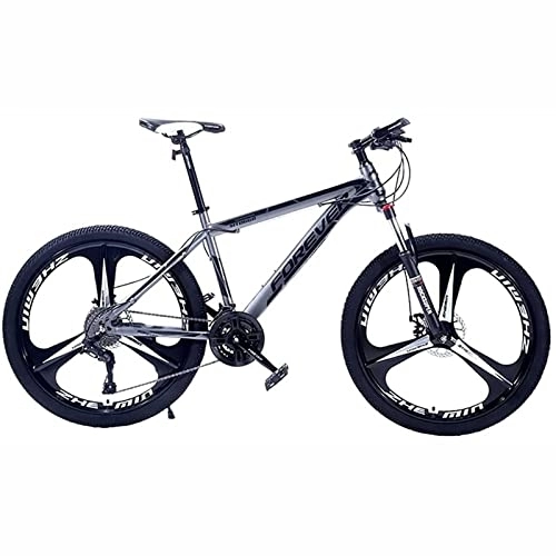 Mountain Bike : PhuNkz Mountain Bikes for Adults High-Carbon Steel Frame Bikes, 21-30 Speed 26 Inches Wheels Gearshift, Front and Rear Disc Brakes Bicycle / Grey / 21 Speed