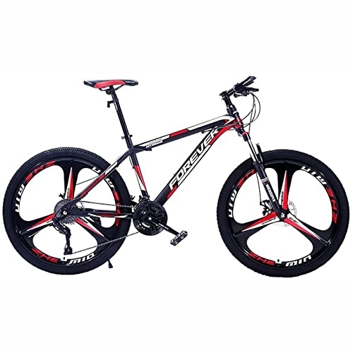 Mountain Bike : PhuNkz Mountain Bikes for Adults High-Carbon Steel Frame Bikes, 21-30 Speed 26 Inches Wheels Gearshift, Front and Rear Disc Brakes Bicycle / Red / 21 Speed