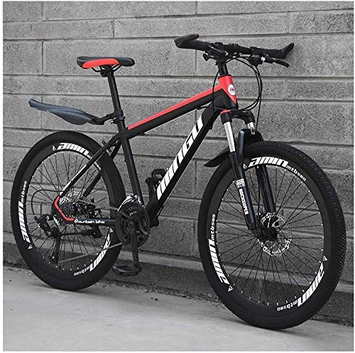 Mountain Bike : PLYY Mountain Bike 26 Inches, Double Disc Brake Frame Bicycle Hardtail With Adjustable Seat, Country Men's Mountain Bikes 21 / 24 / 27 / 30 Speed (Color : Black Red, Size : 27 speed)
