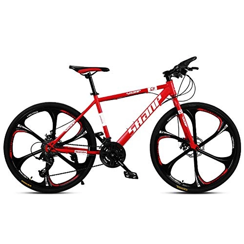 Mountain Bike : Pool Mountain Bike Bicycle 26 Inch Double Disc Brake One Wheel Off-Road Speed Shift Male And Female Student Bicycle (Six knives red), 24 speed