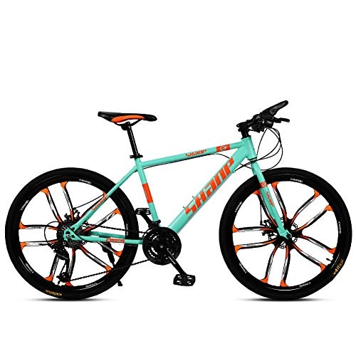 Mountain Bike : Pool Mountain Bike Bicycle 26 Inch Double Disc Brake One Wheel Off-Road Speed Shift Male And Female Student Bicycle (Ten Knife Cyan-Blue), 24 speed