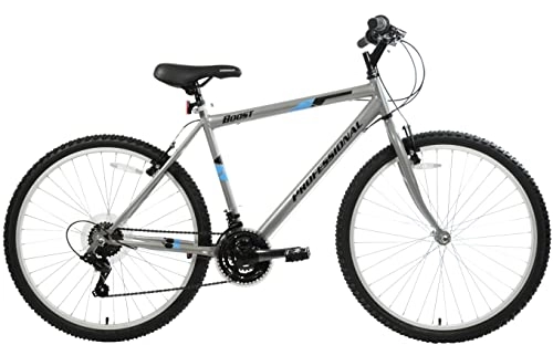 Mountain Bike : Professional Boost 26" Wheel Mens 21 Speed Mountain Bike 19" Frame Silver Blue