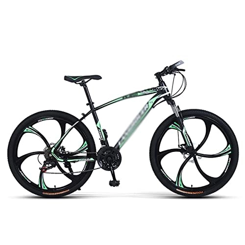 Mountain Bike : Professional Racing Bike, 26-Inch Wheels 21 / 24 / 27-Speed Mountain Bike High Carbon Steel Frame Road Bike Urban Street Bicycle with Lockable Suspension / White / 27 Speed (Color : Green, Size : 21 Speed)