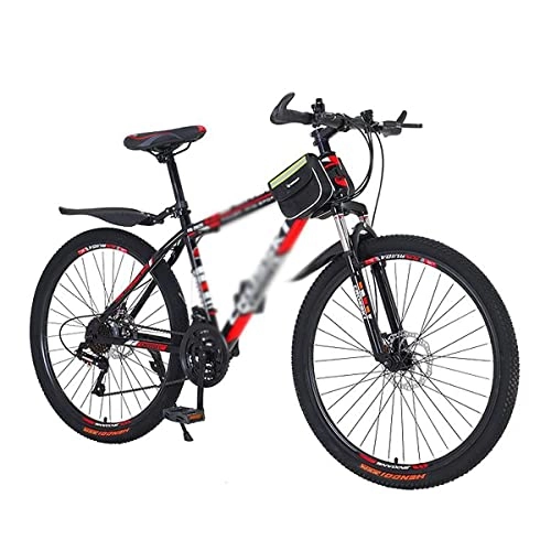Mountain Bike : Professional Racing Bike, 26 inch Wheels Mountain Bike 21 Speed Bicycle Full Disc Brake MTB Carbon Steel Frame with Suspension Fork for Men Woman Adult and Teens / Red / 27 Speed