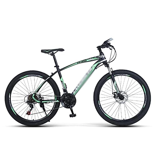 Mountain Bike : Professional Racing Bike, Mens Mountain Bike 26" Wheel 21 / 24 / 27-Speed High-Carbon Steel Frame with Double Disc Brake and Lockable Suspension / White / 21 Speed (Color : Green, Size : 21 Speed)