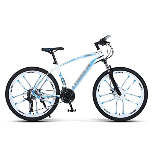 Mountain Bike : Professional Racing Bike, Mountain Bike 21 / 24 / 27 Speed Bicycle 26 Inches Mens MTB Disc Brakes High-Carbon Steel Frame with Lockable Suspension Fork / Blue / 24 Speed ( Color : White , Size : 21 Speed )