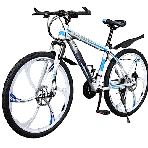 Mountain Bike : PRUJOY Adult Mountain Bike 26 / 24-inch Variable Speed Double Disc Brake Bicycle Carbon Steel Frame 21 / 24 / 27 / 30 Speed for Teenagers (White 27speed)