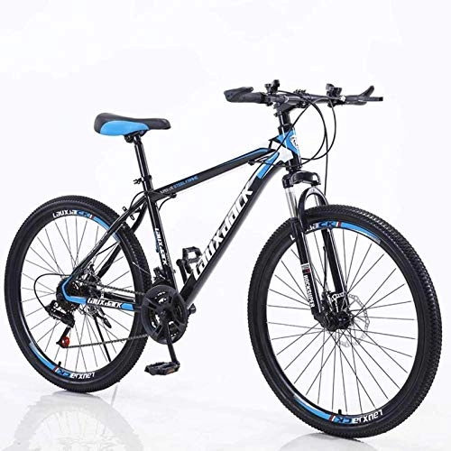 Mountain Bike : Puret 21 Speed 26 Inch Mountain Bike Aluminum Alloy and High Carbon Steel, Front Suspension Disc Brake Outdoor Bikes for Women Men (Black-blue)