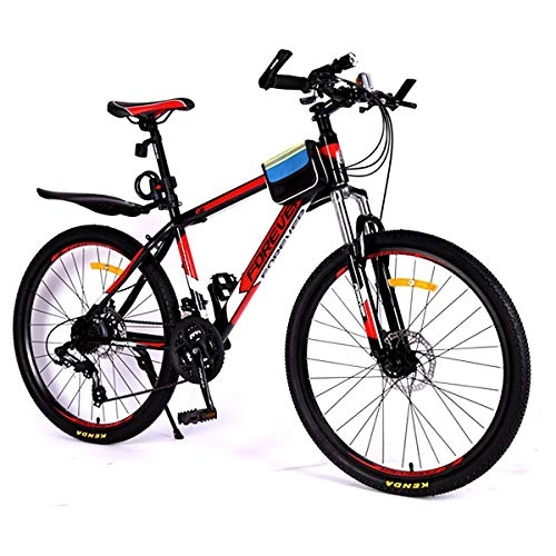Mountain Bike : PXQ Adults Mountain Bike 26 Inch High Carbon Hard Tail Bicycle 24 / 27 / 30 Speeds Dual Disc Brakes Bicycle Commuter Bike, Red, 30S