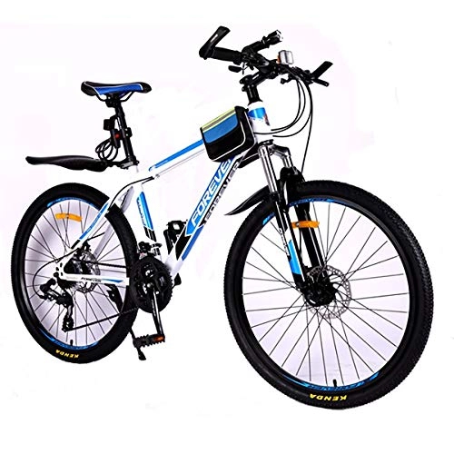 Mountain Bike : PXQ Adults Mountain Bike 26 Inch High Carbon Hard Tail Bicycle 24 / 27 / 30 Speeds Dual Disc Brakes Bicycle Commuter Bike, White, 24S