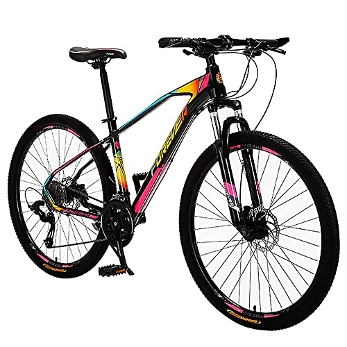 Mountain Bike : PY 26-Inch Mountain Bike, 27 Speed Mountain Bicycle with Aluminum Frame and Double Disc Brake, Front Suspension Anti-Slip Shock-Absorbing Men and Women's Outdoor Cycling Road Bike / Dream Red / 27.5Inch 2