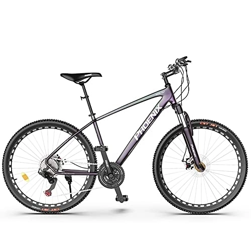 Mountain Bike : PY 26 inch Mountain Bike, Mountain Bicycles Aluminum with 17 inch Frame, Mountain Trail Bike with 27 Speeds Drivetrain, Full Suspension Mtb ​​Gears Dual Disc Brakes Mountain Bicycle / Galaxy Gradient Pu