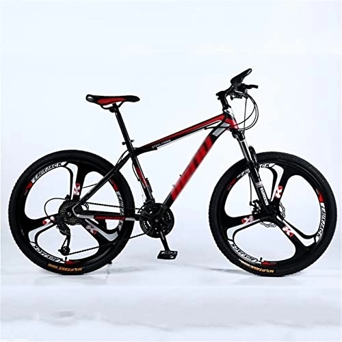 Mountain Bike : QCLU 26 Inch Wheel Mountain Bike, 21 Speed, Disc Brakes Hardtail MTB, Trekking Bike Men Bike Girls Bike, Cruiser Bicycle Beach Ride Travel Sport White / Red / Black (Color : Black, Size : 21-Speed)