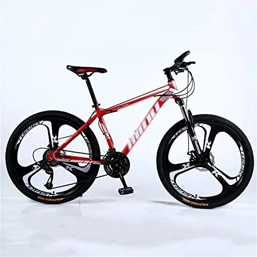 Mountain Bike : QCLU 26 Inch Wheel Mountain Bike, 21 Speed, Disc Brakes Hardtail MTB, Trekking Bike Men Bike Girls Bike, Cruiser Bicycle Beach Ride Travel Sport White / Red / Black (Color : Red, Size : 21-Speed)