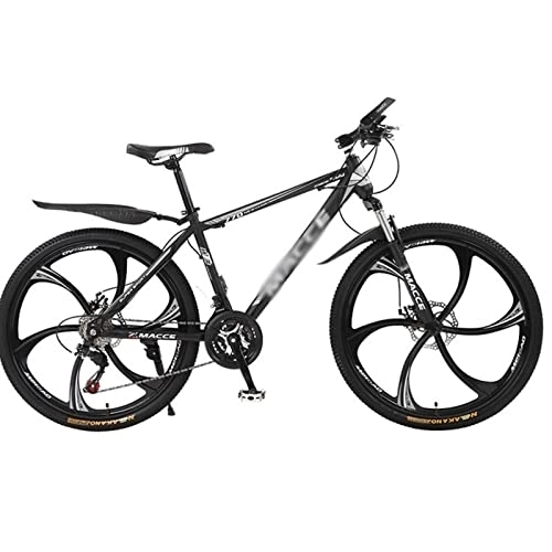 Mountain Bike : QCLU Carbon-rich Steel Strong 26 Inch Mountain Bike Fully, Suitable from 160 Cm-180cm, Disc Brakes Front and Rear, Full Suspension, Boys-men Bike, With Front and Rear Fender (Color : Black)