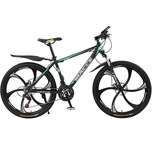 Mountain Bike : QCLU Carbon-rich Steel Strong 26 Inch Mountain Bike Fully, Suitable from 160 Cm-180cm, Disc Brakes Front and Rear, Full Suspension, Boys-men Bike, With Front and Rear Fender (Color : Green)
