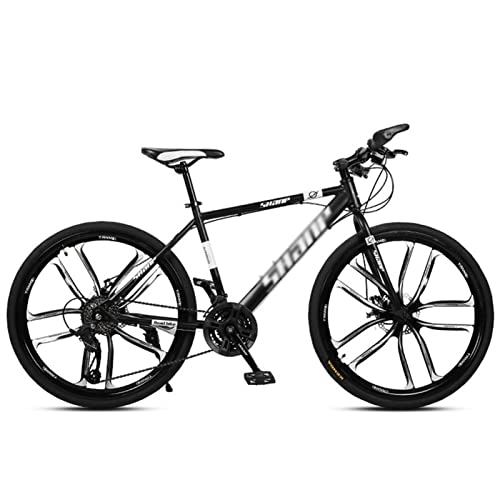 Mountain Bike : QCLU Mountain Bike, 24 / 26 Inch Disc Brakes Hardtail MTB, for Men and Women MTB Bike with Adjustable Seat, Double Disc Brake, 10 Wheel Cutters (Color : Black, Size : 21-Speed)