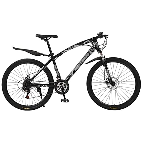 Mountain Bike : QCLU Mountain Bikes Youth Bike 26 Inch 21 Gear Bicycles, Disc Brake, Suspension Fork Bicycle Adult Full Suspension MTB Gearshift Dual Disc Brakes (Color : Black)