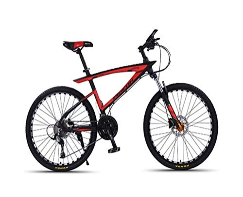 Mountain Bike : QHKS Bicycle Speed-changing Bike Ultra-light Large Wide Tire Bicycle Double Shock Absorption For Male Adults (Color : Black red1, Size : 26 inches-33 speed)