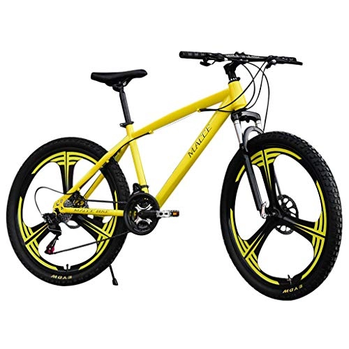 Mountain Bike : QIANSHION 26IN Carbon Steel Mountain Bike 24 Speed Bicycle Full Suspension MTB (21 Speed-Yellow 2)