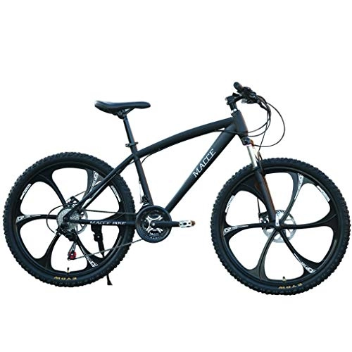 Mountain Bike : QIANSHION 26IN Carbon Steel Mountain Bike 24 Speed Bicycle Full Suspension MTB (Black)