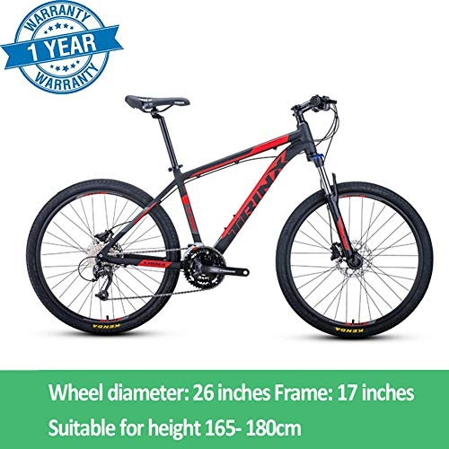 Mountain Bike : QIMENG 26 Inch Mountain Bike Adult Mountain Bike Hardtail Mountain Bikes 27 Speed Drivetrain Lightweight Aluminum Mountain Bicycle with Front Suspension Men And Women Bicycle, 17inch frame red