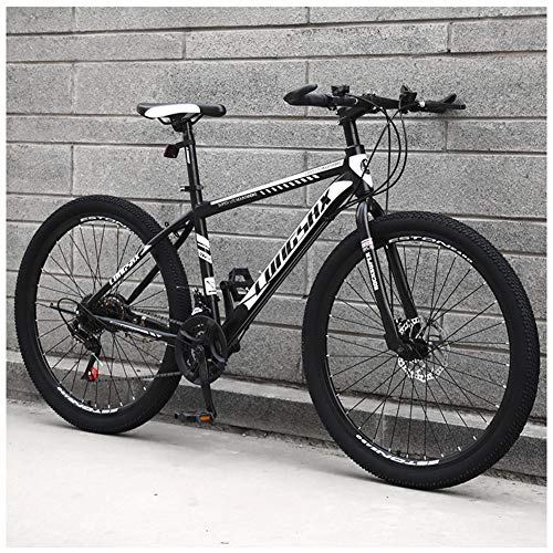 Mountain Bike : QIMENG 26 Inch Mountain Bikes High-Carbon Steel Hardtail Mountain Bike 21 / 24 / 27 / 30 Speed Drivetrain Front Suspension Mechanical Disc Brakes Suitable for Height 160CM-180CM, B, 24 speed