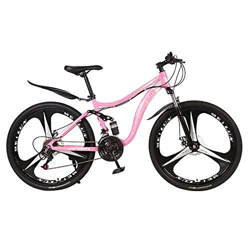 Mountain Bike : Qinmo 26 Inch Mountain Bikes, Men's Dual Disc Brake Hardtail Mountain Bike, Bicycle Adjustable Seat, High-carbon Steel Frame 3 Cutter Wheel (Color : D, Size : 27 speed)