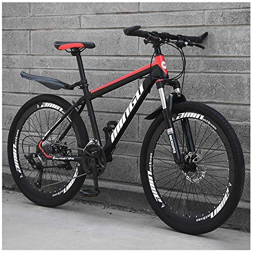 Mountain Bike : Qinmo Trafficker Mountain Bike 26 Inches, Double Disc Brake Frame Bicycle Hardtail with Adjustable Seat, Country Men's Mountain Bikes 21 / 24 / 27 / 30 Speed (Color : Black Red, Size : 27 speed)