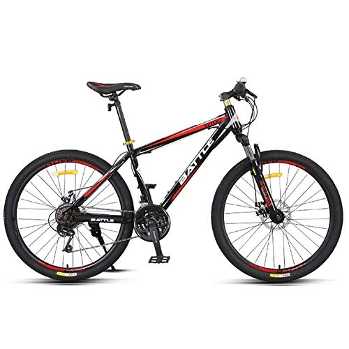 Mountain Bike : Qj 24-Speed Mountain Bikes, 26 Inch Adult Steel Frame Hardtail Bicycle, Men's All Terrain Mountain Bike, Anti-Slip Bikes, Red