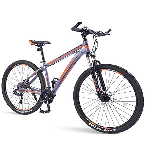 Mountain Bike : Qj 33-Speed Mountain Bikes, Mens Dual Disc Brake Aluminum Frame Hardtail Mountain Bike, Mountain Bicycle with Front Suspension, Orange, 26in
